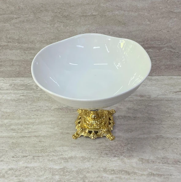 Porselen Ayaklı Bol Kase Gold Ayaklı 20 CM - 4
