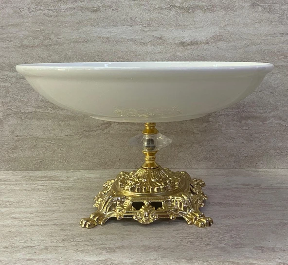 Porselen Ayaklı Bol Kase Gold Ayaklı 28 CM - 6