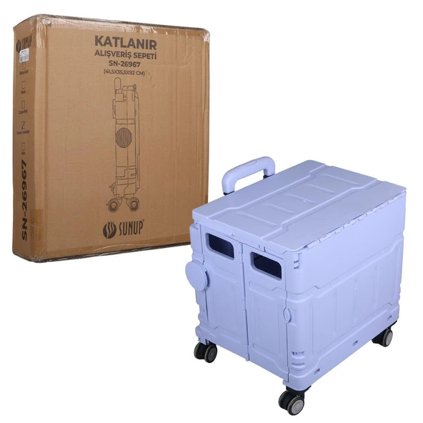 Ayt Sunup SN-26967 Katlanabilir Market Pazar Kamp Tekerlekli Alışveriş Arabası 60 Kg Kapasiteli Çanta - 5