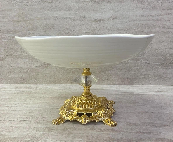 Porselen Ayaklı Bol Kase Gold Ayaklı 25 CM - 4