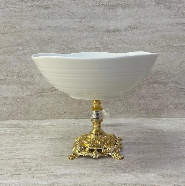 Porselen Ayaklı Bol Kase Gold Ayaklı 20 CM - 5