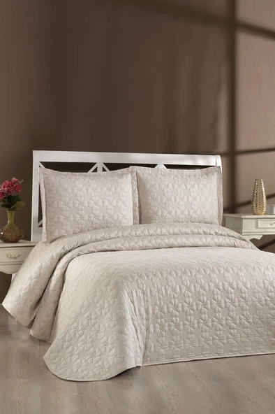 Lena Kapitoneli Çift Kişilik Yatak Örtüsü 230x240 Bej ürün görseli