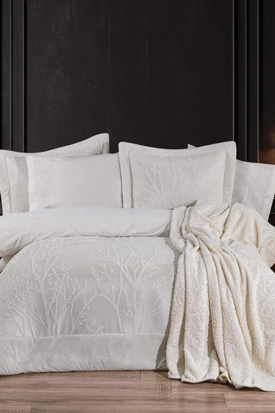 Çeyiz Diyarı Natural 10 Parça Battaniyeli Çeyiz Seti Krem ürün görseli