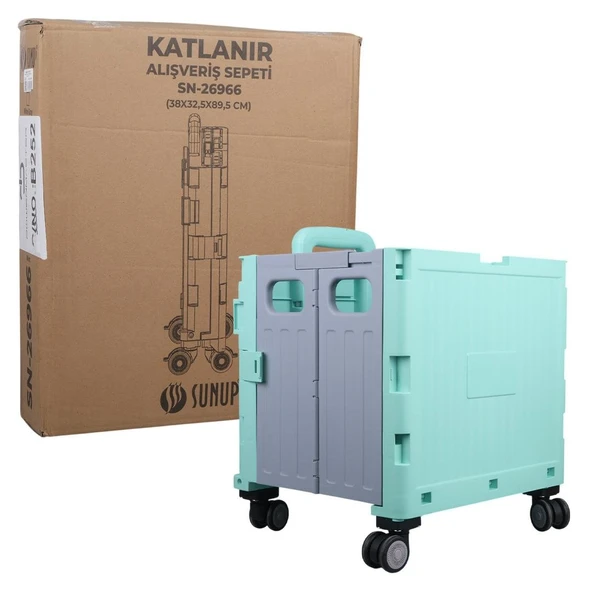 Ayt Sunup SN-26966 Katlanabilir Market Pazar Kamp Tekerlekli Alışveriş Arabası 60 Kg Kapasiteli Çanta - 3