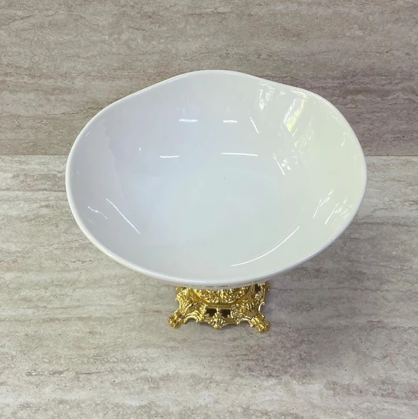 Porselen Ayaklı Bol Kase Gold Ayaklı 20 CM - 3