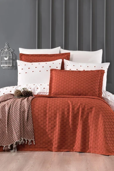 Çeyiz Diyarı Fiona 10 Parça Pikeli Çeyiz Seti Kiremit ürün görseli