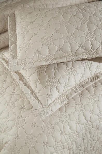 Lena Kapitoneli Çift Kişilik Yatak Örtüsü 230x240 Bej - Resim 5