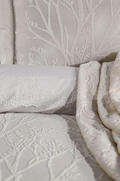 Çeyiz Diyarı Natural 10 Parça Battaniyeli Çeyiz Seti Krem - Resim 2