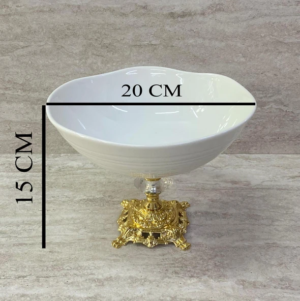 Porselen Ayaklı Bol Kase Gold Ayaklı 20 CM - 8