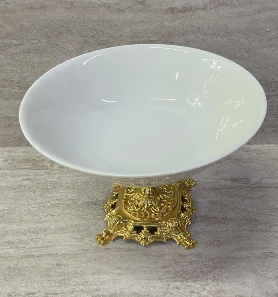 Porselen Ayaklı Bol Kase Gold Ayaklı 23 CM - 5