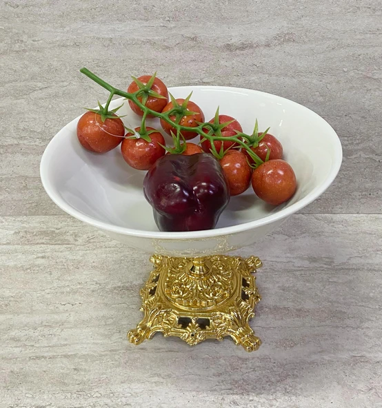Porselen Ayaklı Bol Kase Gold Ayaklı 23 CM - 3