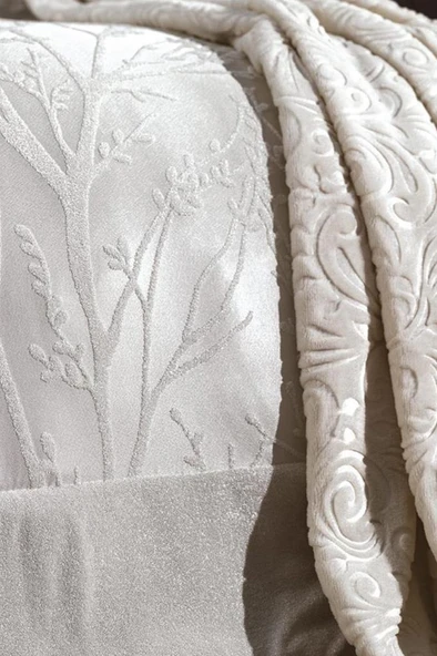 Çeyiz Diyarı Natural 10 Parça Battaniyeli Çeyiz Seti Krem - Resim 3
