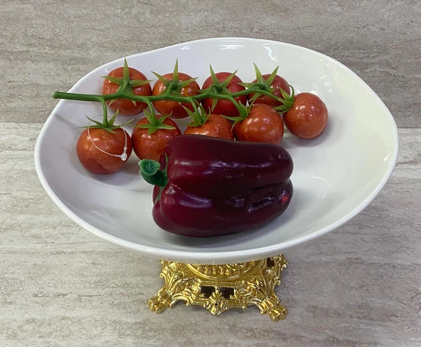 Porselen Ayaklı Bol Kase Gold Ayaklı 25 CM - 2