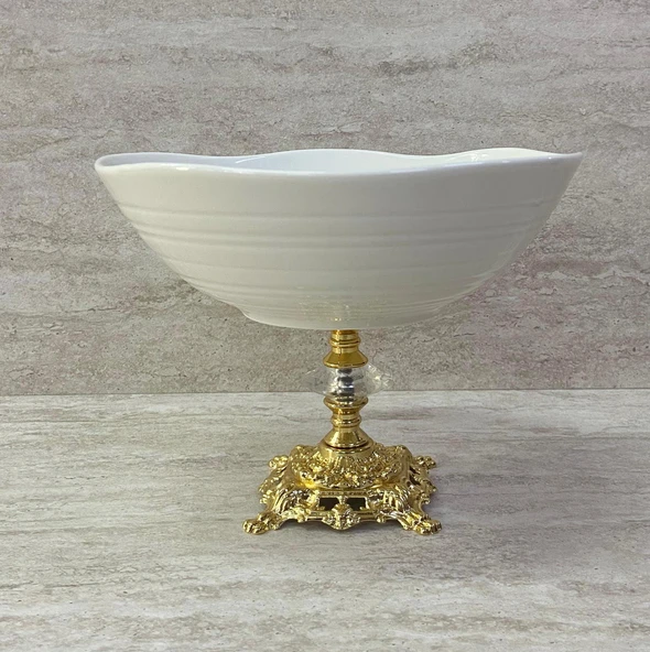 Porselen Ayaklı Bol Kase Gold Ayaklı 20 CM - 6