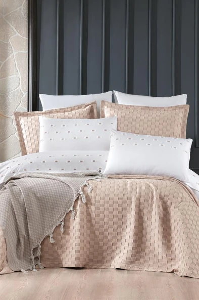 Çeyiz Diyarı Fiona 10 Parça Pikeli Çeyiz Seti Bej ürün görseli