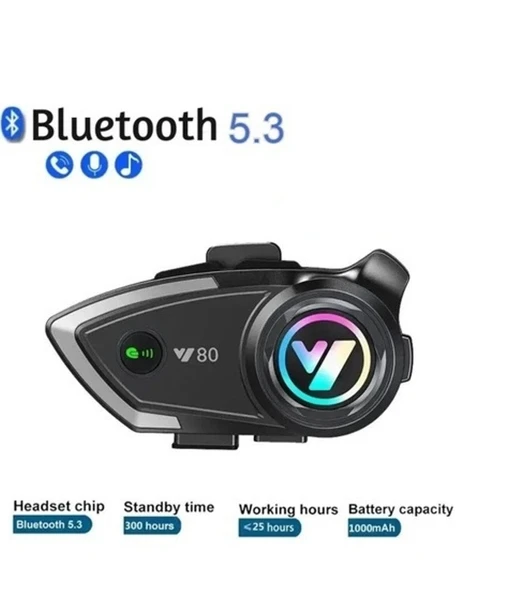 Y80 Motosiklet Kask Kulaklık Intercom Işıklı Motorsiklet Interkom