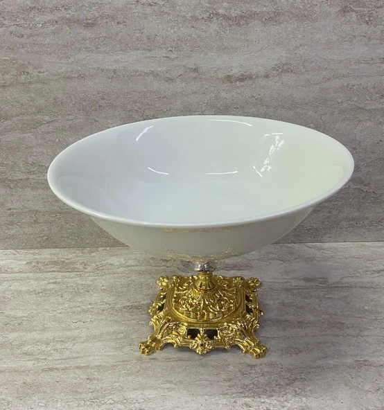 Porselen Ayaklı Bol Kase Gold Ayaklı 23 CM - 6