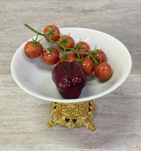 Porselen Ayaklı Bol Kase Gold Ayaklı 23 CM - 2