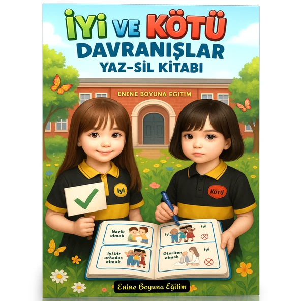 Çocuklara İyi ve Kötü Davranışları Öğreten YAZ-SİL Kitabı (96 İyi Kötü Kavram)