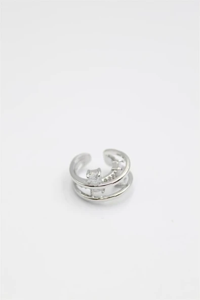 Taşlı Kıkırdak Küpe - Gümüş - Resim 2