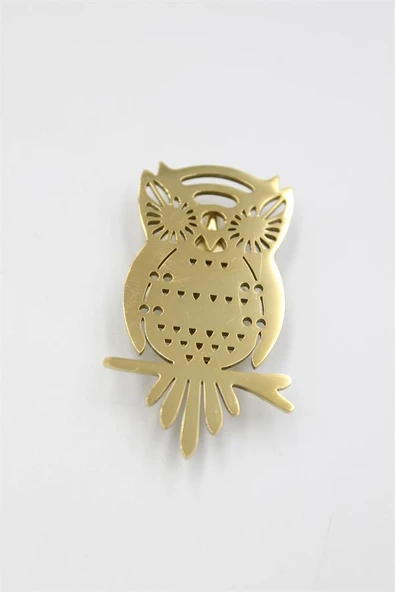 Çelik Baykuş Broş - Altın - 2