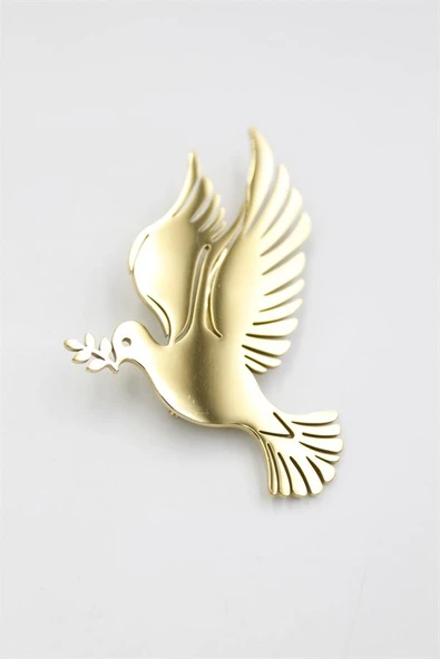Çelik Güvercin Broş - Altın