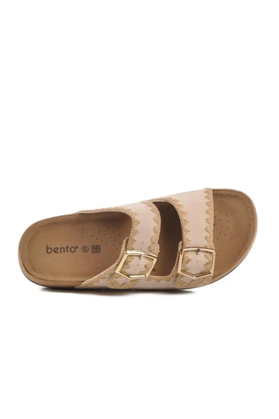 Bento 41001 Kadın Çift Toka İşlemeli Comfort Terlik - 9