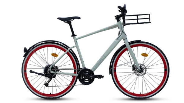 Carraro Commuter HD Fren Alivio 18 Vites 28 Jant Şehir Bisikleti Çimento Grisi Kırmızı 48 Kadro ürün görseli