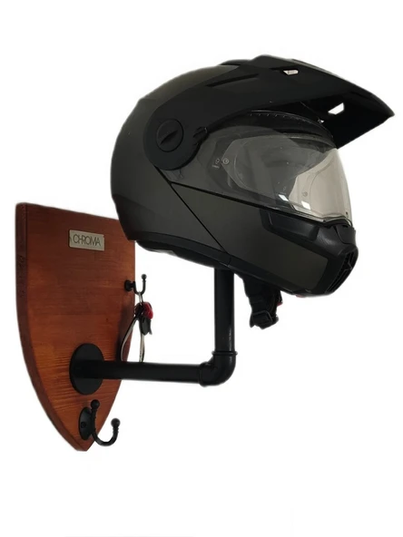 Chroma Duvar Tipi Kask ve Ekipman Askılığı | Masif Çam Ağacı Kahve - 2