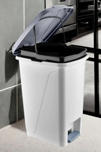25 Litre Iç Kovalı Slim Pedallı Çöp Kovası BEYAZ