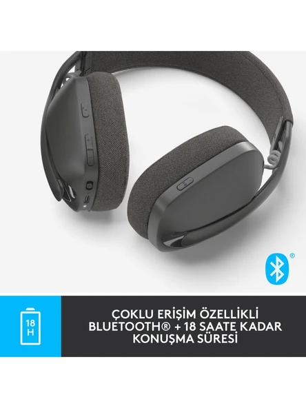 Logitech Zone Vibe 100 Mikrofonlu Kablosuz Bluetooth Kulak Üstü Kulaklık - Siyah - 2