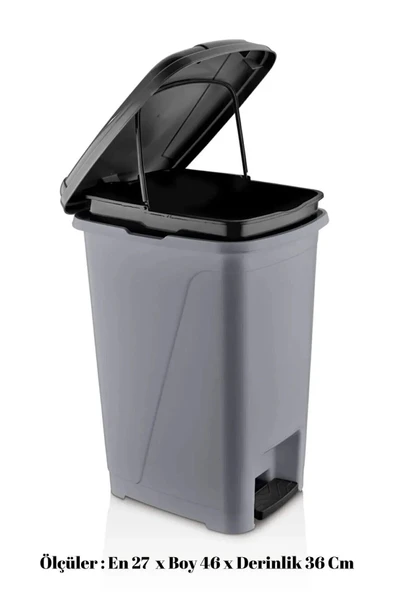 25 Litre Iç Kovalı Slim Pedallı Çöp Kovası Gri - 2