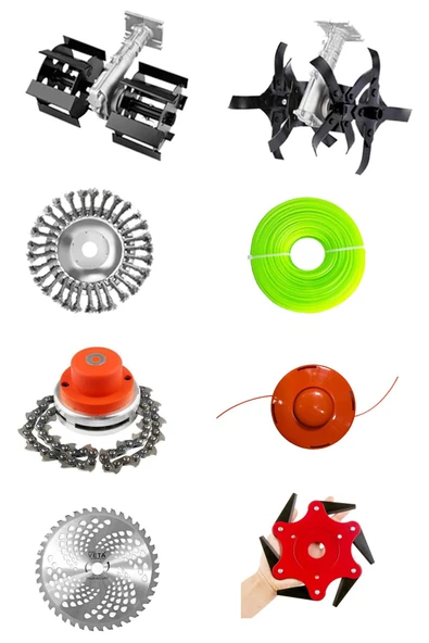 Alman 20HPX Benzinli Yan Tırpan Ot Çalı Biçme Toprak Çapalama Makinesi 2 Çapa Başlıklı 8 Parça Set - 3