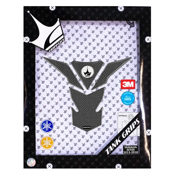 Yamaha MT09 2013-2018 ile Uyumlu Kaydırmaz 6D Karbon 14 Parça Tank Pad Seti GC56 - 7