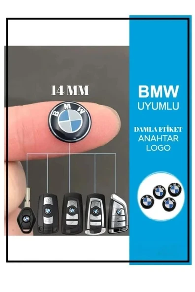 Bmw Logolu Anahtar Amblemi Logo 2 Adet 14mm Damla Etiket ürün görseli