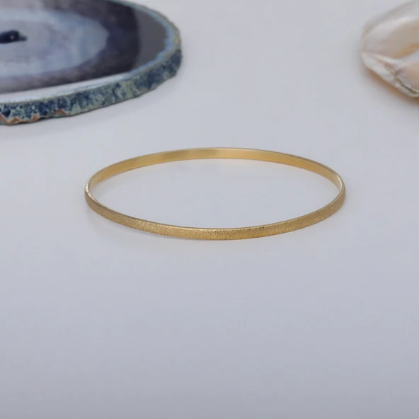 14 Ayar Mikron Kaplama Sim Desenli Ajda Gümüş Bilezik- BV00114 - Resim 2