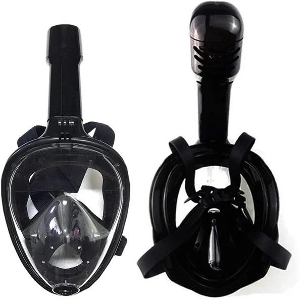 Yetişkinler İçin Tam Yüz Silikon Şnorkel Maskesi Panoramik Görüş Kolay Nefes Anti Sis Kuru - 6