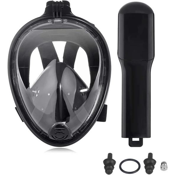 Yetişkinler İçin Tam Yüz Silikon Şnorkel Maskesi Panoramik Görüş Kolay Nefes Anti Sis Kuru - 5