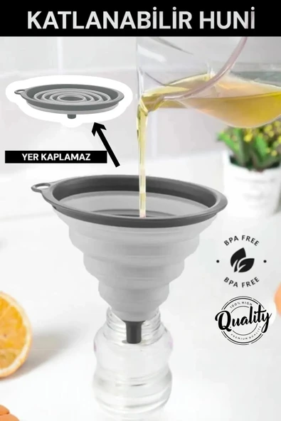 Katlanabilir Huni Akordiyon Huni, Yer Kaplamaz Silikon, Kolay Kullanım Silikon Huni