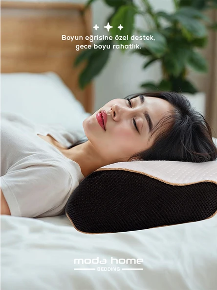 Moda Home Bedding Visco ortopedik boyun yastığı ,boyun ağrısı ,boyun düzleşmesi için özel tasarım medikal yastık - 3