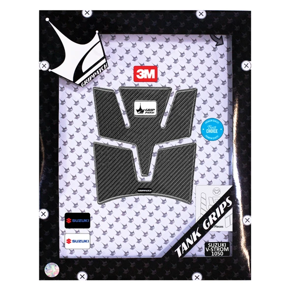 Suzuki V-STROM 1050 2025 ile Uyumlu Kaydırmaz 6D Karbon 19 Parça Tank Pad Seti GC55 - 10