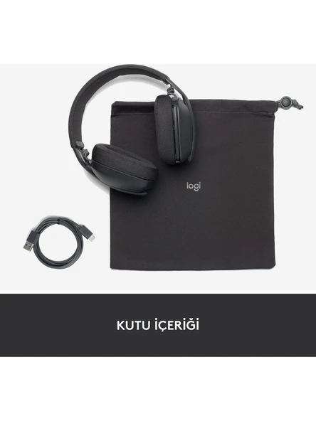 Logitech Zone Vibe 100 Mikrofonlu Kablosuz Bluetooth Kulak Üstü Kulaklık - Siyah - 8
