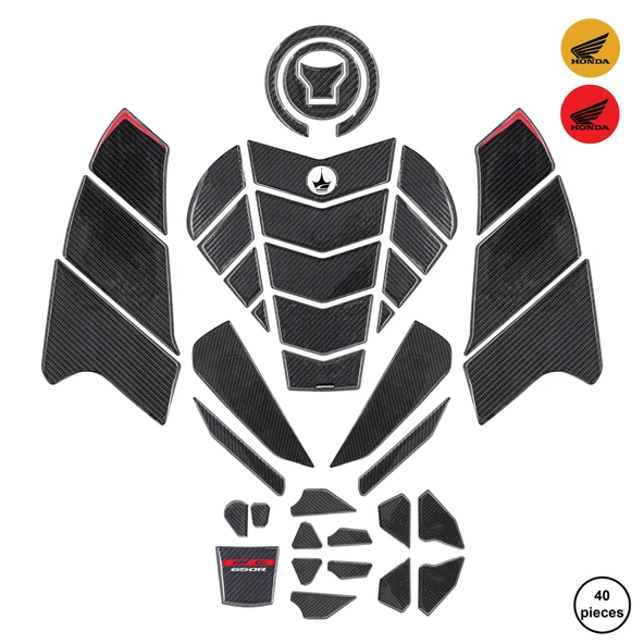 Honda CB650R 2025 ile Uyumlu Kaydırmaz 6D Karbon 40 Parça Tank Pad Seti GC54 ürün görseli