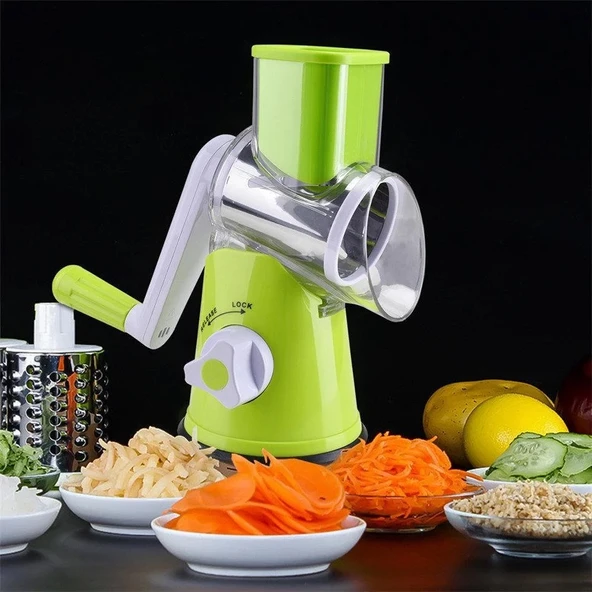 Tutma Kollu Çevirmeli Pratik Rulo Rende Drum Grater (7474) - 4