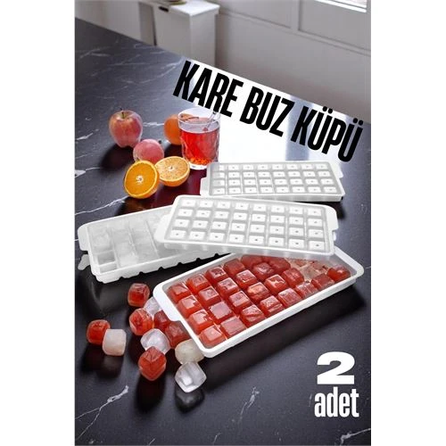 Buz Kalıbı KARE İçecek Buz Kalıbı - Mutfak Buz Kalıbı Kolay Çıkarılır Buz Kalıbı 2 Adet ürün görseli