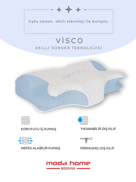 2 Adet Visco ortopedik boyun destekli servikal yastık serinletici soğuk kumaşlı(mavi) - 3