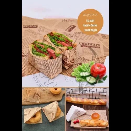 Vintage Gazete Desenli Sunum Kağıdı 50 Adet - 2