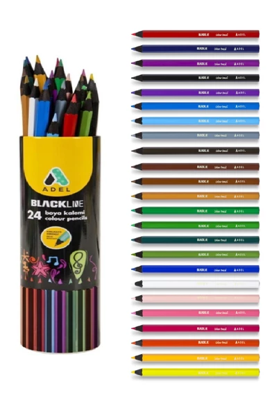 Blackline Kuru Boya Kalemi Tam Boy 24 Renk Metal Tüp Adel Blackline Kuru Boya Seti 24 Renk - 1