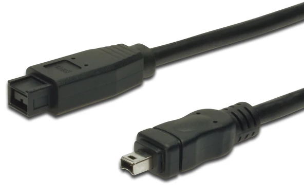FireWire 800 Bağlantı Kablosu, 9 pin erkek - 4 pin erkek, 1.80 metre, AWG: 26/28, IEEE 1394-2008, UL, siyah renk - 1