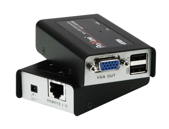 VGA Cat 5 KVM (Keyboard/Video Monitor/Mouse) Mesafe Uzatma Cihazı,  USB Konsol, 100 metre<br>
USB VGA Cat 5 Mini KVM Extender (1280 x 1024@100m)